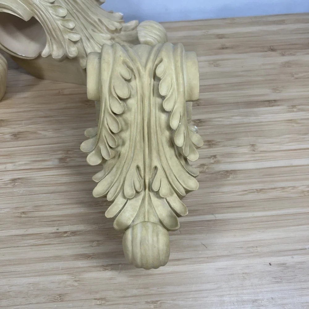 Set 4 Ornate Curtain Rod Brackets Acanthus Leaf Drapery Wall Mount Holders